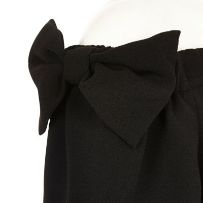 Girls black bow bardot playsuit